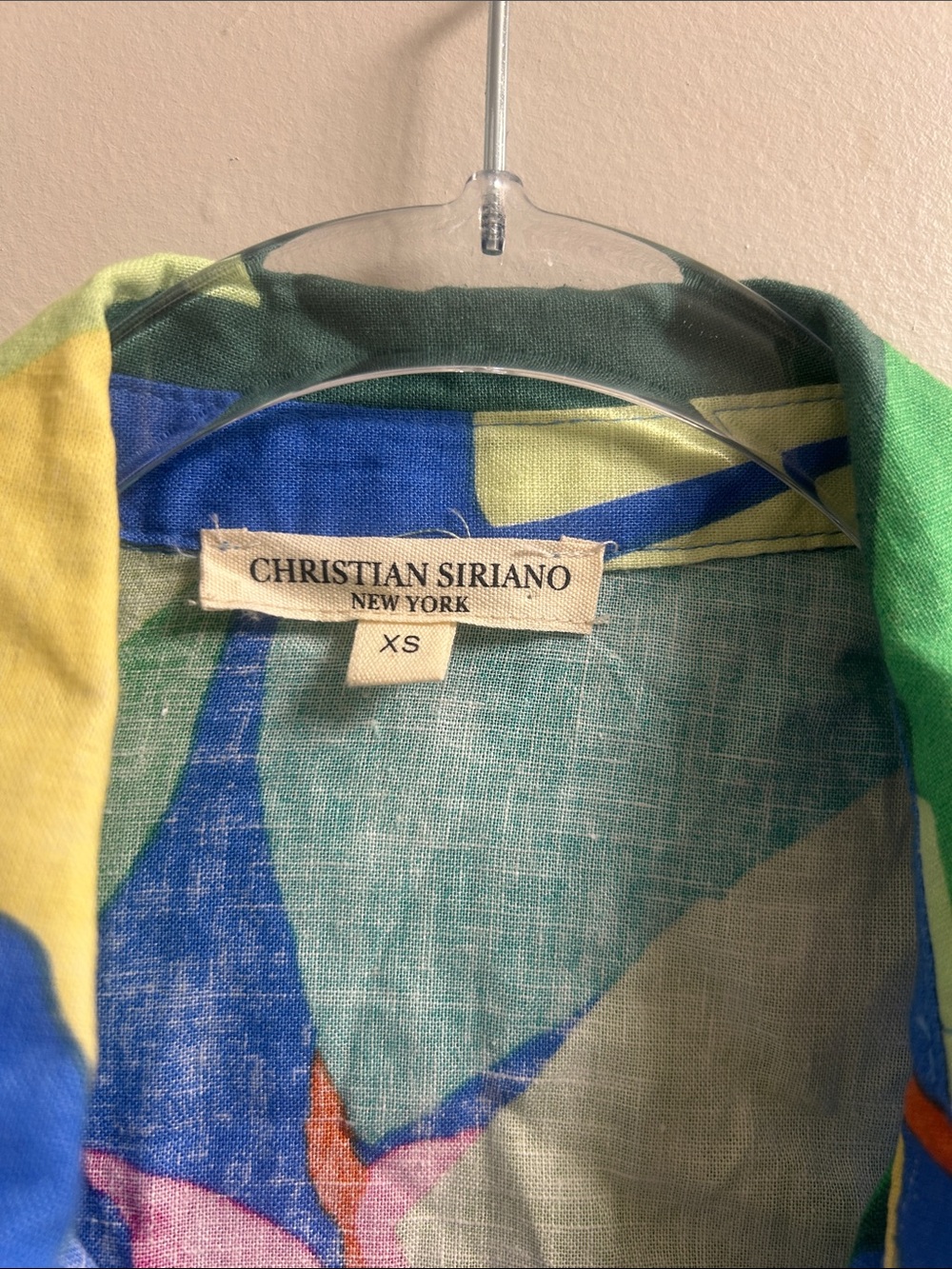 Christian Siriano Colorful Abstract Print Shirt - Blue, Green & Yellow - Picture 2 of 3